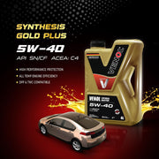 VENOL SYNTHESIS GOLD PLUS 5W-40 API SN/CF ACEA C4 – High-Performance Fully Synthetic Engine Oil for Gasoline & Diesel Engines (4L)