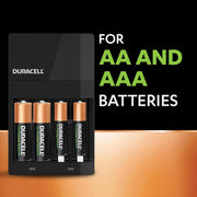 Duracell - Hi Speed Battery Charger - 2 AA 1300 mAH and 2 AAA 750 mAH Charging Slots Recharge in 4 Hours - Batteries Included in Pack