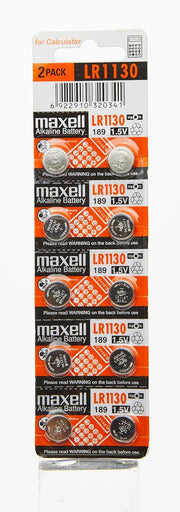 Maxell LR1130 Alkaline Button Cell pack of 10 in blister packaging