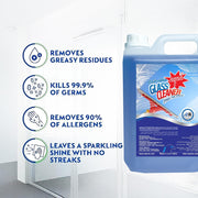 Aqua Glass Cleaner – 5 Liters | Streak-Free Shine for Glass, Mirrors & Windows | Fast-Drying, Ammonia-Free Formula