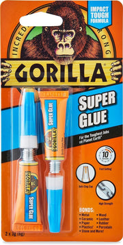 Gorilla Super Glue, Clear , 3g tube 2 pack ,7800101