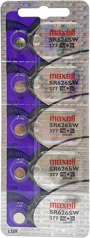 Maxell SR626SW 377 Silver Oxide Watch Battery, 2 Pack of 5 Batteries