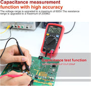 Uni-T UT33A+ Palm Size Digital Multimeter with 2mF capacitance test, 2 meters drop test, precision protection, AC-DC V, AC-DC A, Resistance, Diode, Continuity, Auto Range etc.
