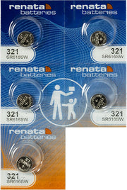 Renata 321 Watch Batteries, 5 Pieces