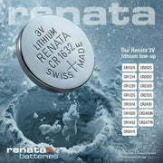 Renata 1 X Strip of 5 Genuine renata CR2032 3v Lithium 2032 Coin Batteries Freshly Packed by renata