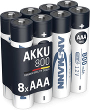 ANSMANN AAA Size Batteries [Pack of 8] Long Lasting Precharged Rechargeable AAA Type 800 mAh NiMH MaxE Pro Battery For Cordless Phone Handsets, Toys, Digital Cameras, Remote Controls & Game Consoles
