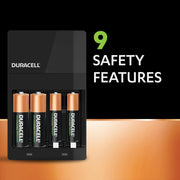 Duracell - Hi Speed Battery Charger - 2 AA 1300 mAH and 2 AAA 750 mAH Charging Slots Recharge in 4 Hours - Batteries Included in Pack