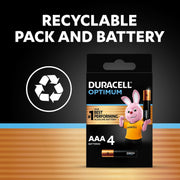 Duracell Optimum Type Aaa Alkaline Batteries Pack Of 8, Black
