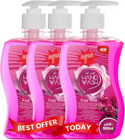 Aqua Rose Handwash - 500ml x 3 | Soft & Refreshing | Antibacterial Protection | Nourishing & Germ-Fighting Formula