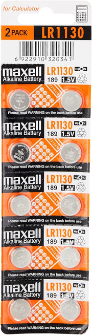Maxell LR1130 Alkaline Button Cell pack of 10 in blister packaging