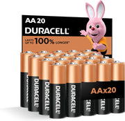 Duracell, AA 1.5V Alkaline Batteries, LR06 / MN1500, Pack of 20 - Last up to 100% longer