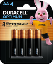 Duracell Optimum Type AA Alkaline Batteries Pack of 4, black