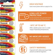 Panasonic CR1620 Lithium 3 V Batteries,5 Pieces