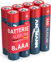 Ansmann Alkaline Micro AAA Red Line General Use Remote Wall clock Flash Light Home toys Office 5 year shelf life (Pack of 8)