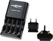 ANSMANN Powerline 4 Smart AA & AAA Battery Charger For NiMH NiCD Rechargeable Batteries with UK Plug and Multi LED Colour Display - Fast Individual Charging and Monitoring - 3 Yr Warranty