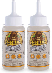 Gorilla Glue Clear, Non-Foaming, Water Resistant, Indoor & Outdoor, Versatile Bonding Usage, Easy Application Nozzle, 3.75oz/110ml Bottle, (Pack of 2)