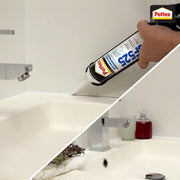 Pattex Sf525 Kitchen And Bath Premium Silicone Sealant, Mould Resistant, Ideal For Showers, Toilets Tiles, Easy Bathroom Sealant 1X280ML Cartridge