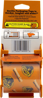 Gorilla Packing Tape Tough & Wide with Dispenser for Moving, Shipping and Storage, 2.83" x 20 yd, Clear, (Pack of 1)