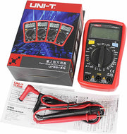 Uni-T UT33A+ Palm Size Digital Multimeter with 2mF capacitance test, 2 meters drop test, precision protection, AC-DC V, AC-DC A, Resistance, Diode, Continuity, Auto Range etc.