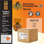 Gorilla Packing Tape Tough & Wide with Dispenser for Moving, Shipping and Storage, 2.83" x 20 yd, Clear, (Pack of 1)