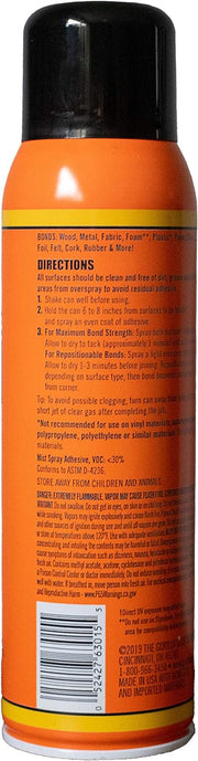 Gorilla Heavy Duty Spray Adhesive, Multipurpose and Repositionable, 14 ounce, Clear