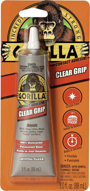 Gorilla Clear Grip Contact Adhesive, Waterproof, 3 ounce, Clear, (Pack of 1)