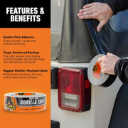 Gorilla Black Duct Tape, 1.88" x 35 yd, Black, (Pack of 1)