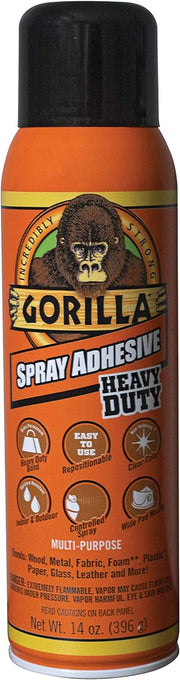 Gorilla Heavy Duty Spray Adhesive, Multipurpose and Repositionable, 14 ounce, Clear