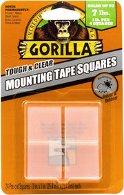 Gorilla Tough & Clear Double Sided Mounting Tape Squares, 24 1" Pre-Cut Clear, (Pack Of 1) - 6067201