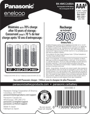 Eneloop Panasonic BK-4MCCA8BA AAA 2100 Cycle Ni-MH Pre-Charged Rechargeable Batteries, 8-Battery Pack