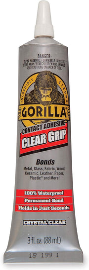 Gorilla Clear Grip Contact Adhesive, Waterproof, 3 ounce, Clear, (Pack of 1)