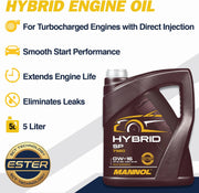 MANNOL SP 0W-16 Full Synthetic Engine Oil, 0W16 Engine Oil, Synthetic Motor Oil, Car Oil, 5l Oil for Hybrid Cars