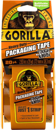 Gorilla Packing Tape Tough & Wide with Dispenser for Moving, Shipping and Storage, 2.83" x 20 yd, Clear, (Pack of 1)