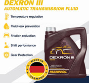 MANNOL 8206 - O.E.M Dexron III 3 Gear Oil Automatic Transmission Fluid ATF Oil Power Steering Automatic Cars Gear Boxes- 4L German Oil