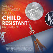 Panasonic CR2032 3.0 Volt Long Lasting Lithium Coin Cell Batteries in Child Resistant, Standards Based Packaging, 2-Battery Pack
