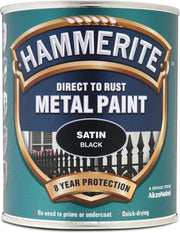 Hammerite 5092829 Satin Metal Paint, Black, 750ml