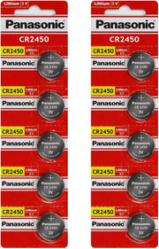 Panasonic CR2450 3 Volt Lihium Coin Cell Battery - 10 Batteries