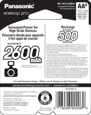 Panasonic Eneloop Pro AA High Capacity Ni-MH Pre-Charged Rechargeable Batteries, 8-Pack