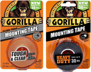 Gorilla Mounting Tape, Double-Sided, Clear & Heavy Duty - Combo Pack