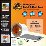 Gorilla Waterproof Patch & Seal Tape 4" X 10' White, Pack Of 1