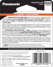 Panasonic CR2032 3.0 Volt Long Lasting Lithium Coin Cell Batteries in Child Resistant, Standards Based Packaging, 2-Battery Pack