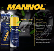 Mannol HTE Germany 2 Pack 9978 Anti-Fungi, Bacteria and Virus, AC Disinfectant Odour Removal Car Sanitiser Spray - 200 ml