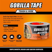 Gorilla Tape, Black Tough & Wide Duct Tape, 2.88" X 30 Yd, Black 1 Pack Tv205975 1