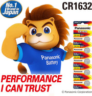 Panasonic Lithium 3V Coin Battery CR1632, Pack of 5