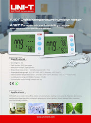 UNI-T A12T(Ce) Portable Mini Temperature & Humidity Meter - Indoor/Outdoor WHITE A12T
