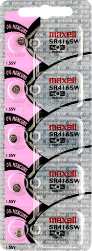 Maxell 337 SR416SW SB-A5 Silver Oxide Watch Battery 1.55v Blister Packed (5 Batteries)