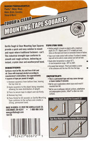 Gorilla Tough & Clear Double Sided Mounting Tape Squares, 24 1" Pre-Cut Clear, (Pack Of 1) - 6067201