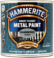 Hammerite Direct to Rust Metal Paint - Hammered Silver Finish 250ML