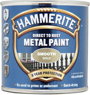 Hammerite Direct to Rust Metal Paint - Smooth Gold Finish 250ML