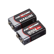 ANSMANN Red Alkaline Battery 9 V E-Block 6F22 Longlife Alkaline Battery General Use Remote Wall clock Flash Light Home toys Office 5 year shelf life (2 Shrink)